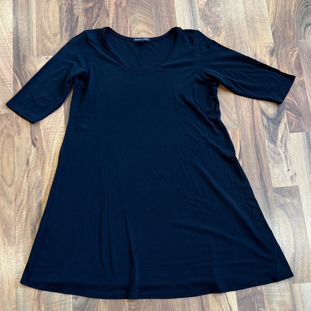 Eileen Fisher Classic Black 100% silk dress